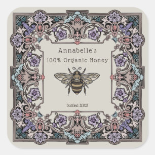 Floral Victorian Two Honey Label Personalise