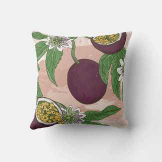 Floral Vine Passion Fruit Tropical  Pink Light Cushion