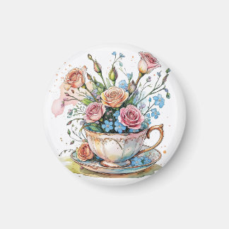 Floral Vine Pattern – Soft Watercolor Boho art Magnet
