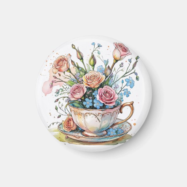  Floral Vine Pattern – Soft Watercolor Boho art Magnet (Front)