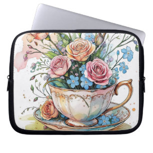 Floral Vine Pattern – Watercolor Boho acrylic art Laptop Sleeve