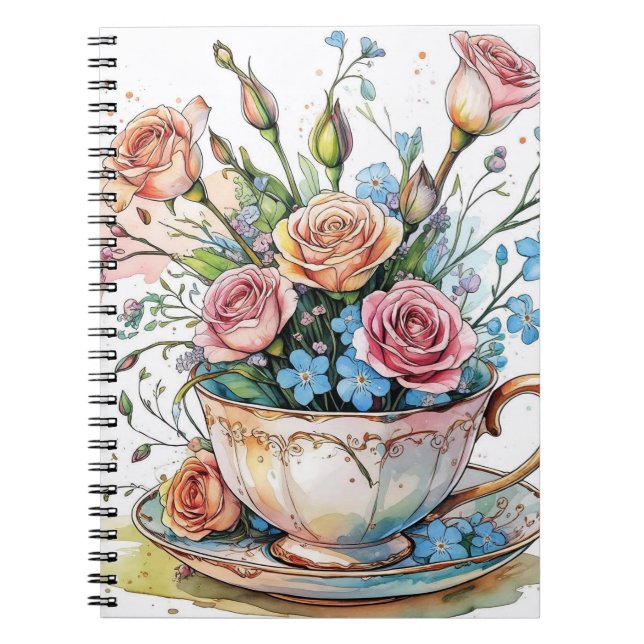  Floral Vine Pattern – Watercolor Boho art Notebook (Front)