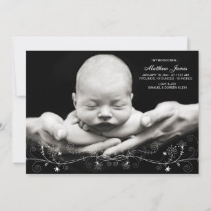 Floral Vine Photo Birth Announcement
