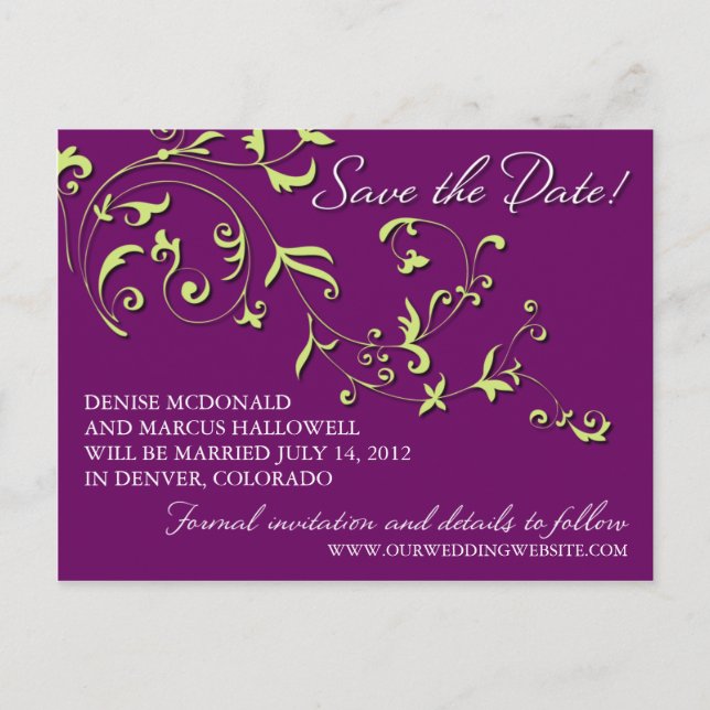 Floral Vine Save the Date Postcard (Front)