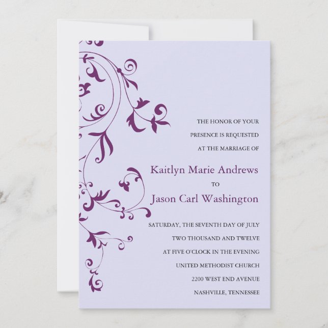 Floral Vine Wedding Invitations (Front)