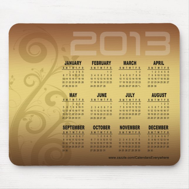 Floral Vines 2013 Calendar Mousepad gold (Front)