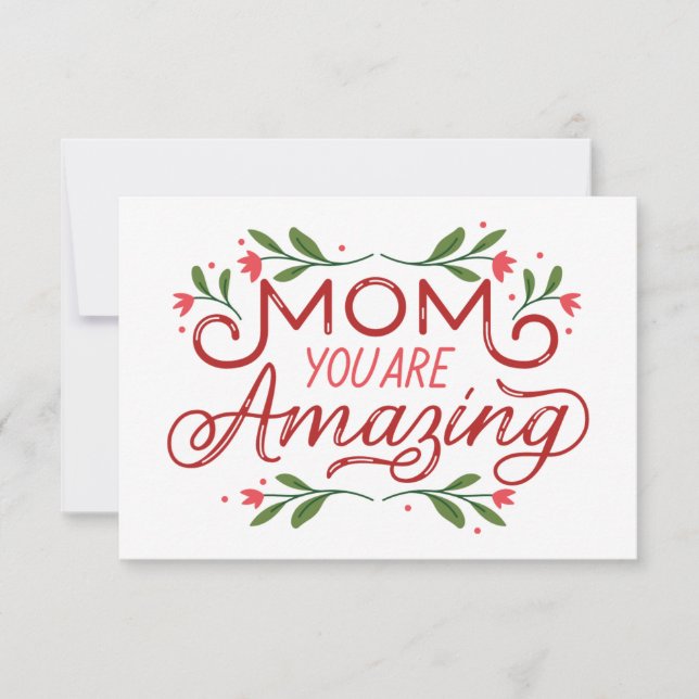 Floral Vines Boarder Mum you are amazing  Thank You Card (Front)