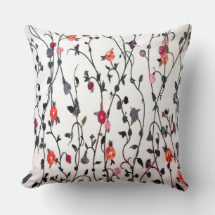 Floral Vines Coral Pink Blue Feminine Cushion