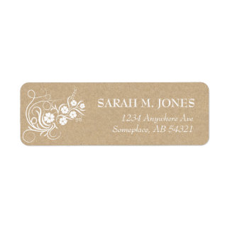 Floral Vines Kraft Paper Address Label