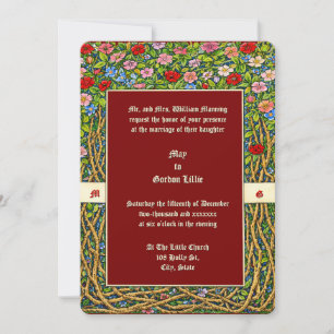 Floral Vines Retro Victorian Era Arts & Crafts Invitation