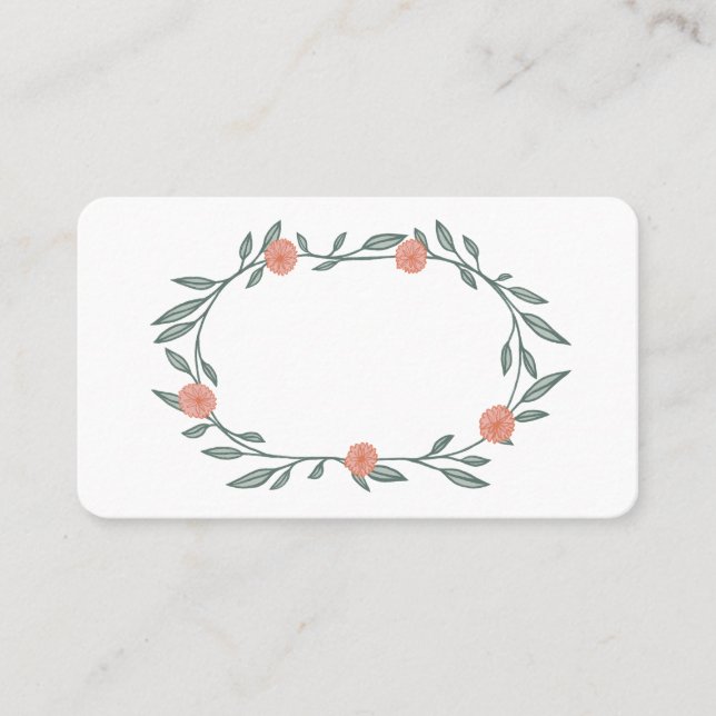 Floral Vines Wreath Chic Elegant Pink Green  Place Card (Front)