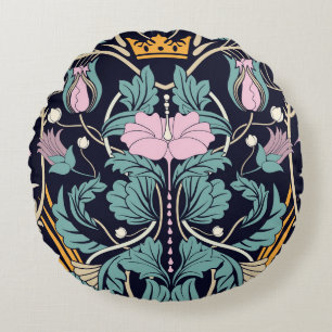 Floral vintage, art nouveau, seamless wallpaper. round cushion