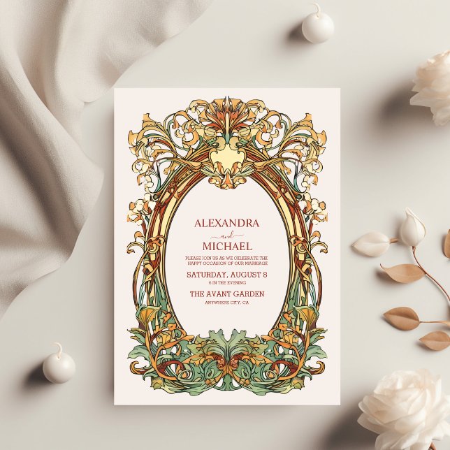 Floral Vintage Art Nouveau Wedding  Invitation (Creator Uploaded)