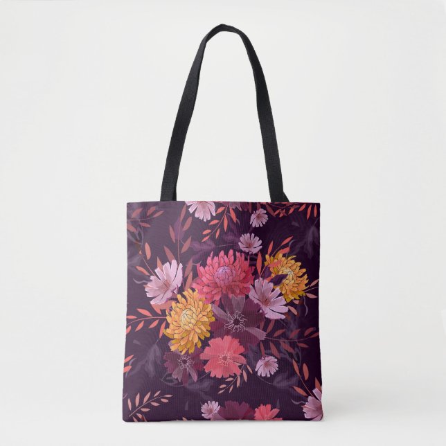 Floral Vintage: Autumn Garden Splendour Tote Bag (Front)