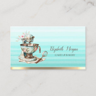 Floral Vintage Bakery Mixer Ombre Business Card