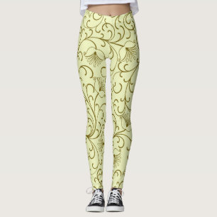 Floral Vintage: Beautiful Backdrop Illustration Leggings