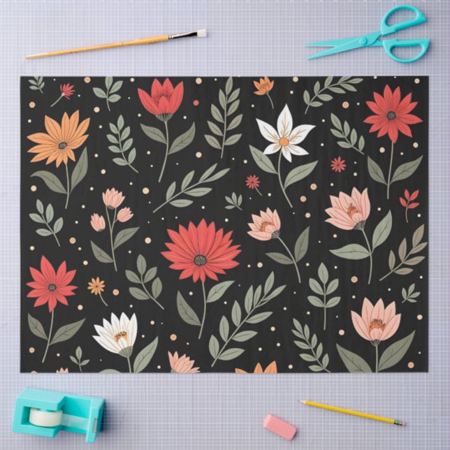 Floral Vintage Beautiful Modern Collection Tissue Paper (Craft)