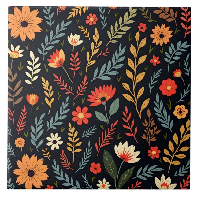 Floral Vintage Beautiful Popular Collection Tile (Front)