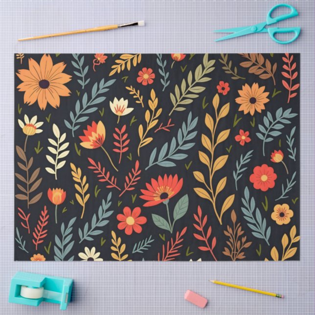 Floral Vintage Beautiful Popular Collection Tissue Paper (Craft)