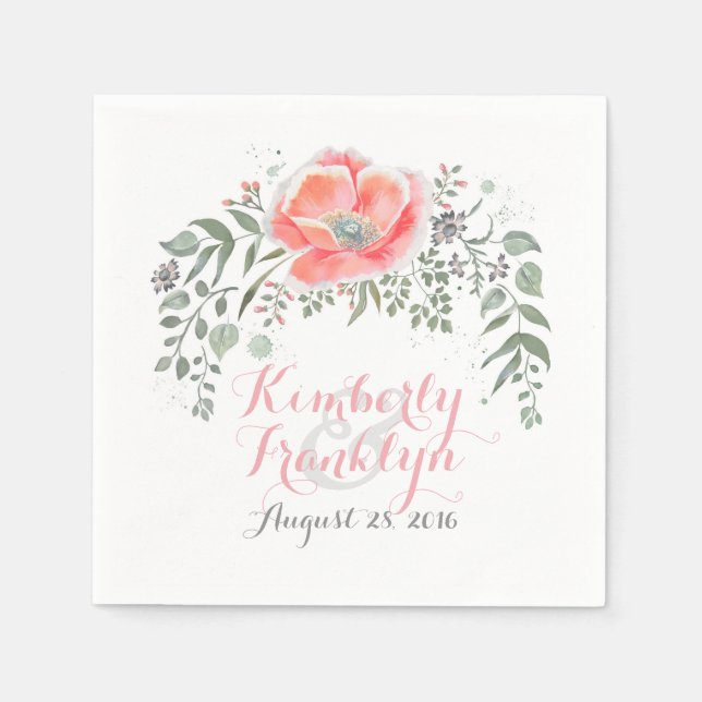 Floral Vintage Boho Wedding Napkin (Front)