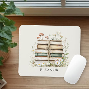 Floral Vintage Books Feminine Personalized Mouse Mat