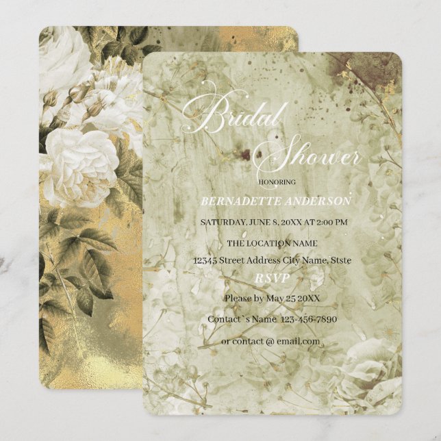 Floral Vintage Bridal Shower Invitation (Front/Back)