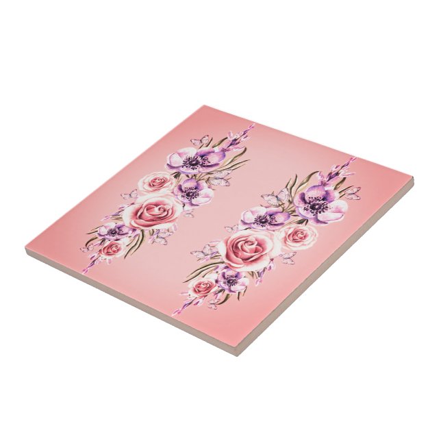 Floral Vintage Ceramic Tile (Side)