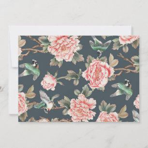 Floral Vintage Chinoiserie Pink Decoupage Tissue Invitation