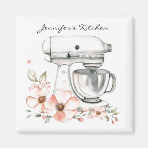 Floral Vintage Electric Mixer Kitchen Magnet