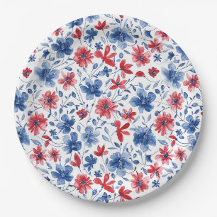 Floral Vintage Elegant 4th July Paper Plate
