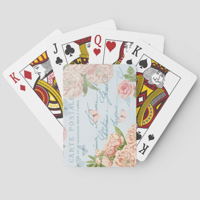 Floral vintage elegant playing cards w/ flowers (Back)