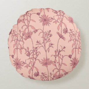 Floral vintage elements, seamless background. round cushion