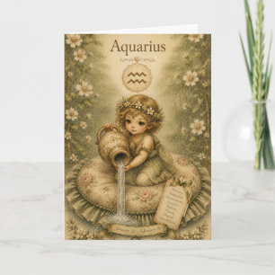 Floral vintage Essence zodiac- Aquarius Card
