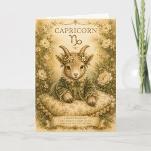 Floral vintage Essence zodiac- Capricorn Card