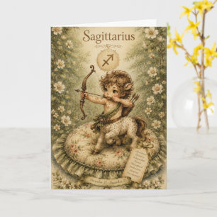 Floral vintage Essence zodiac- Sagittarius Card