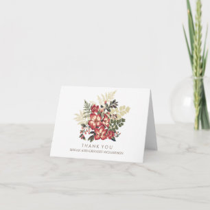 floral vintage fall burgundy wedding thank you