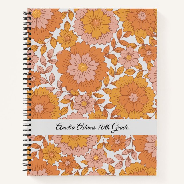 Floral Vintage Feminine School Pretty Girly Notebook (Front)