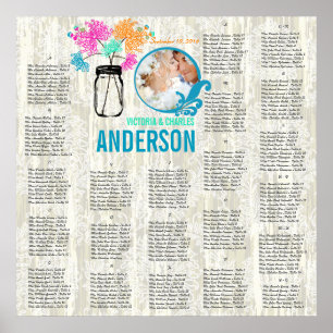Floral Vintage Modern Mason Jar Seating Chart