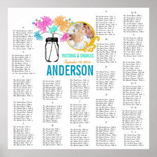 Floral Vintage Modern Mason Jar Seating Chart