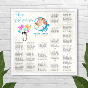 Floral Vintage Modern Mason Jar Seating Chart