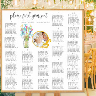 Floral Vintage Modern Mason Jar Seating Chart