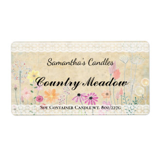 Floral Vintage Parchment Candle Label Template