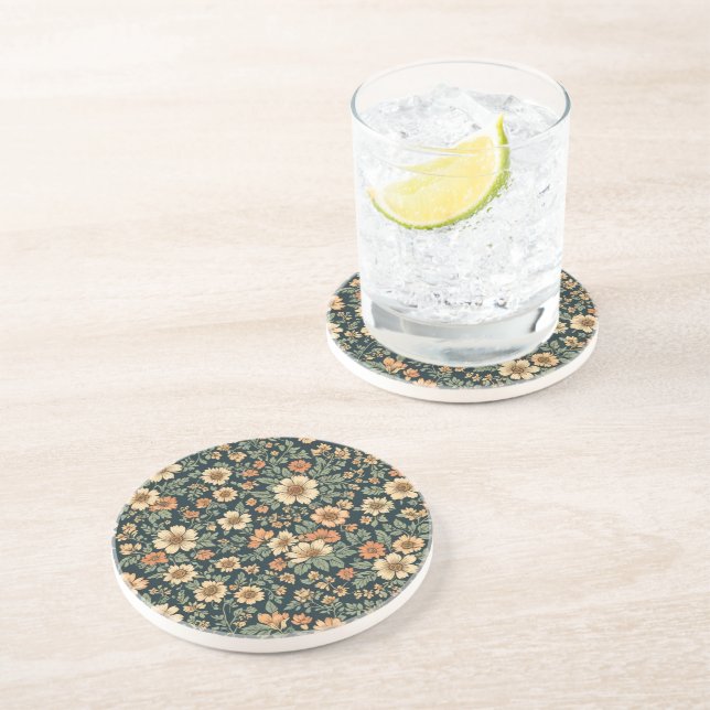 Floral vintage pattern  coaster (Side)