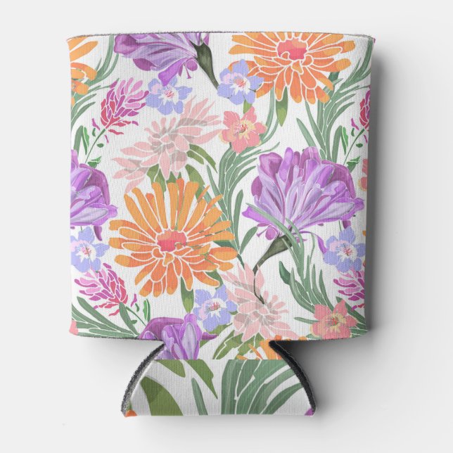 Floral vintage pattern, colourful flowers. can cooler (Front)