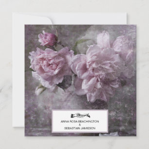 *~* Floral Vintage Peony AR23 QR RSVP WEDDING Invitation
