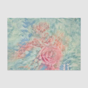 Floral Vintage Pink Teal Blue Texture Tissue Paper