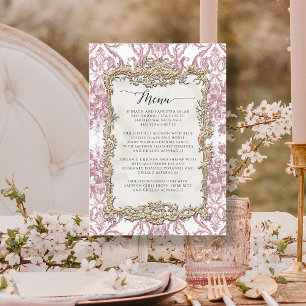 Floral Vintage Rococo Baroque Pink White Gold Menu