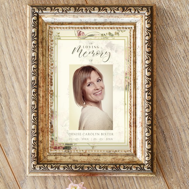 Floral Vintage Romantic Memorial Funeral Poster (Creator Uploaded)