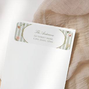 Floral Vintage Sage Baby Shower Return Address
