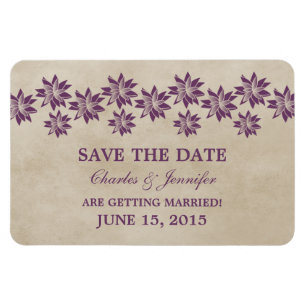 Floral Vintage Save the Date Magnet, Purple Magnet